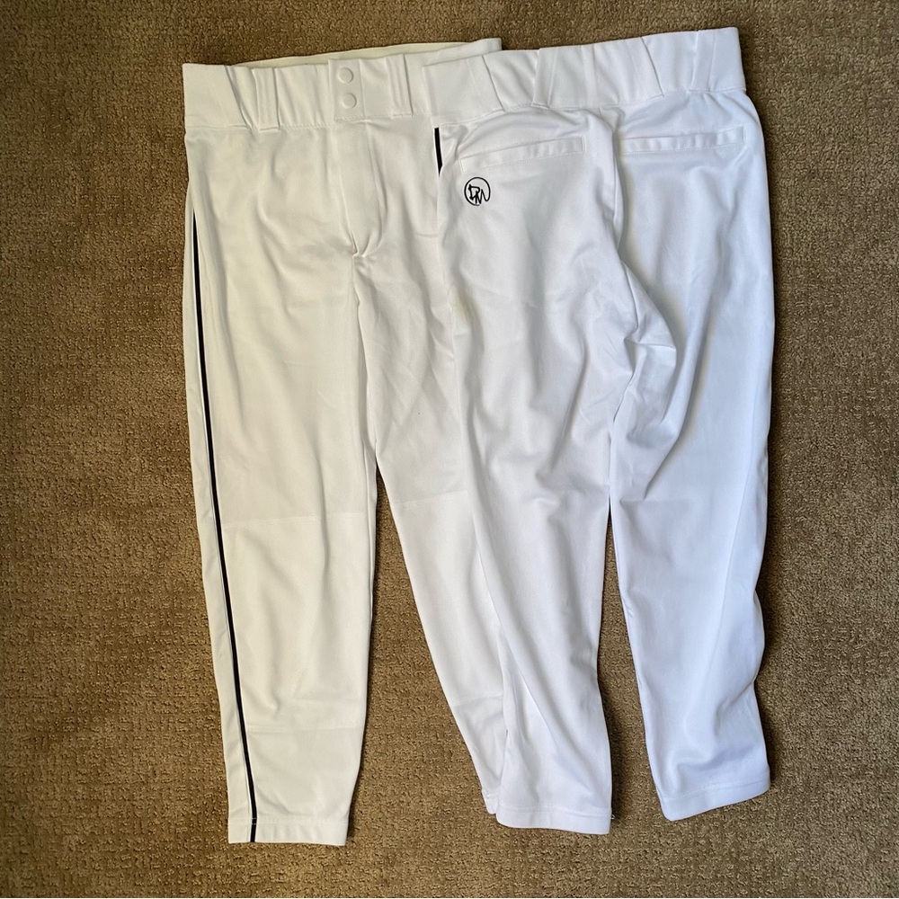 White Dirty Mids Men’s Baseball Pants with Black Piping - Picture 7 of 7